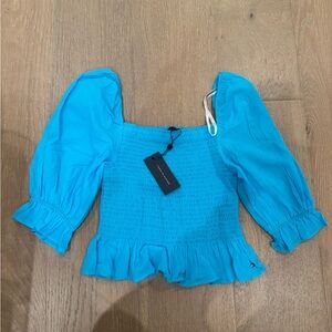 Tommy Bahama Turquoise Smocked Blouse